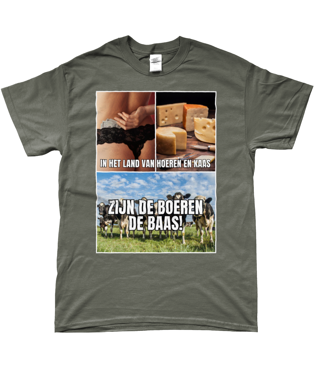 T-Shirt - Hoeren en kaas, boeren de baas